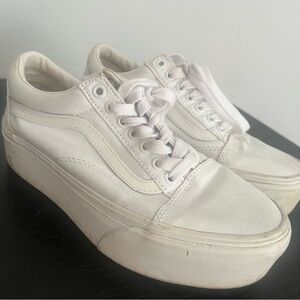 Vans White Old Skool Platform Sneakers